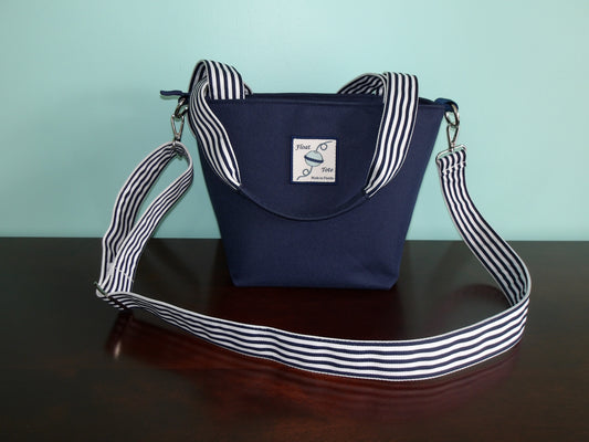 Club Tote: Navy Narrow Stripe