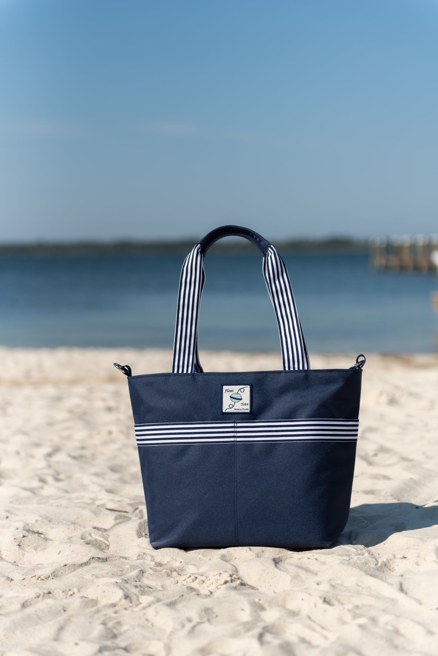 Cruiser Tote: Navy Narrow Stripe