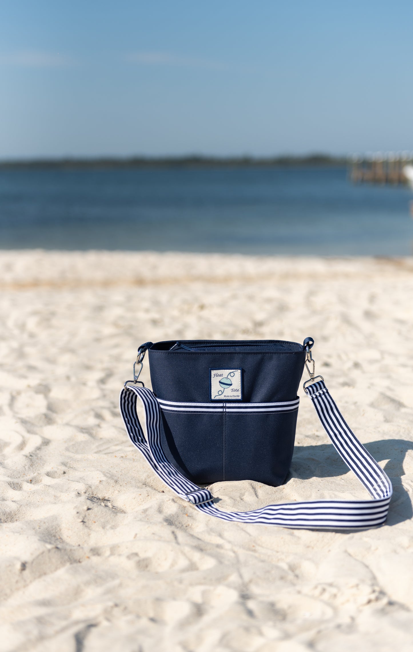 Dinghy Tote: Navy Narrow Stripe