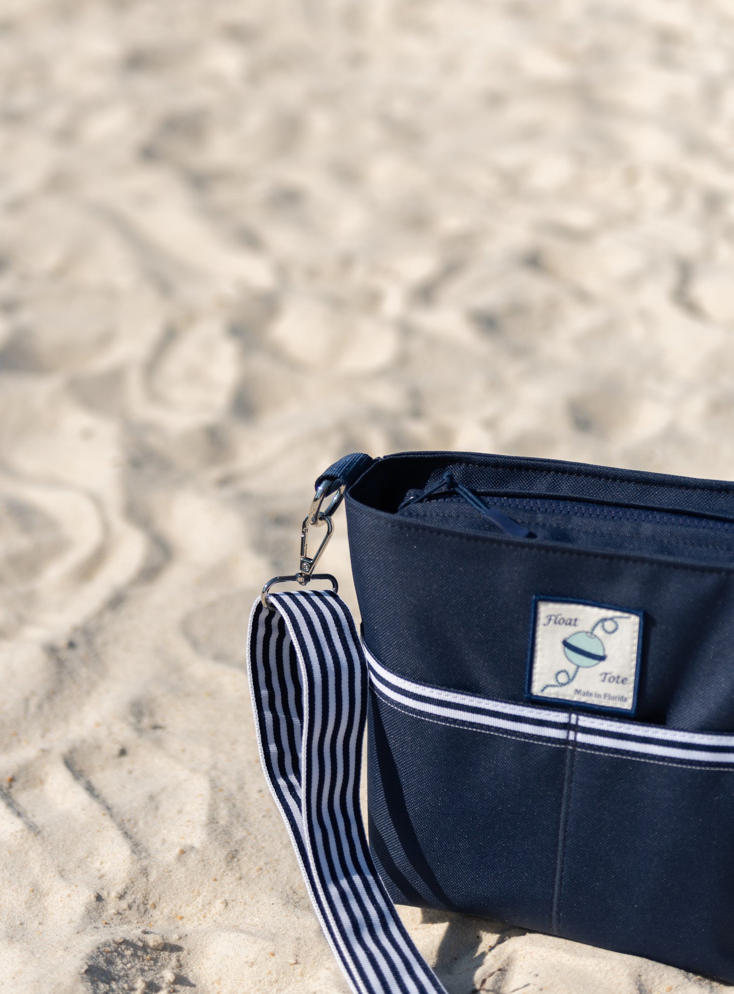 Dinghy Tote: Navy Narrow Stripe