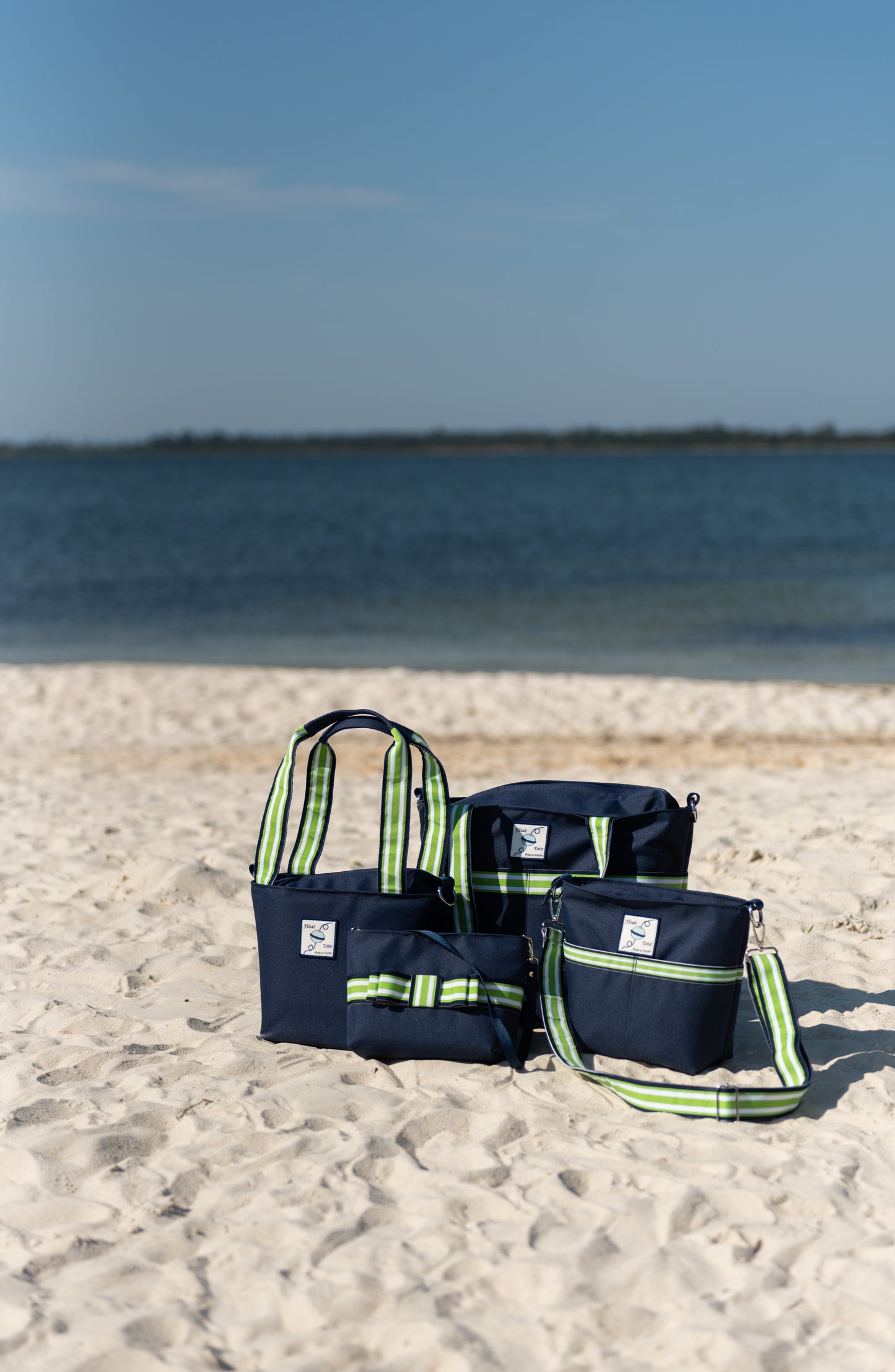 Dinghy Tote: Lime Green Stripe
