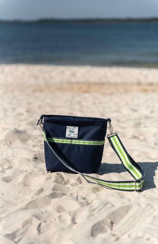 Dinghy Tote: Lime Green Stripe
