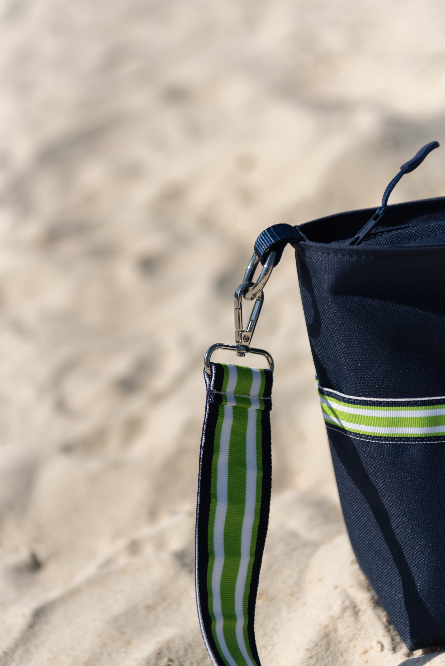Dinghy Tote: Lime Green Stripe
