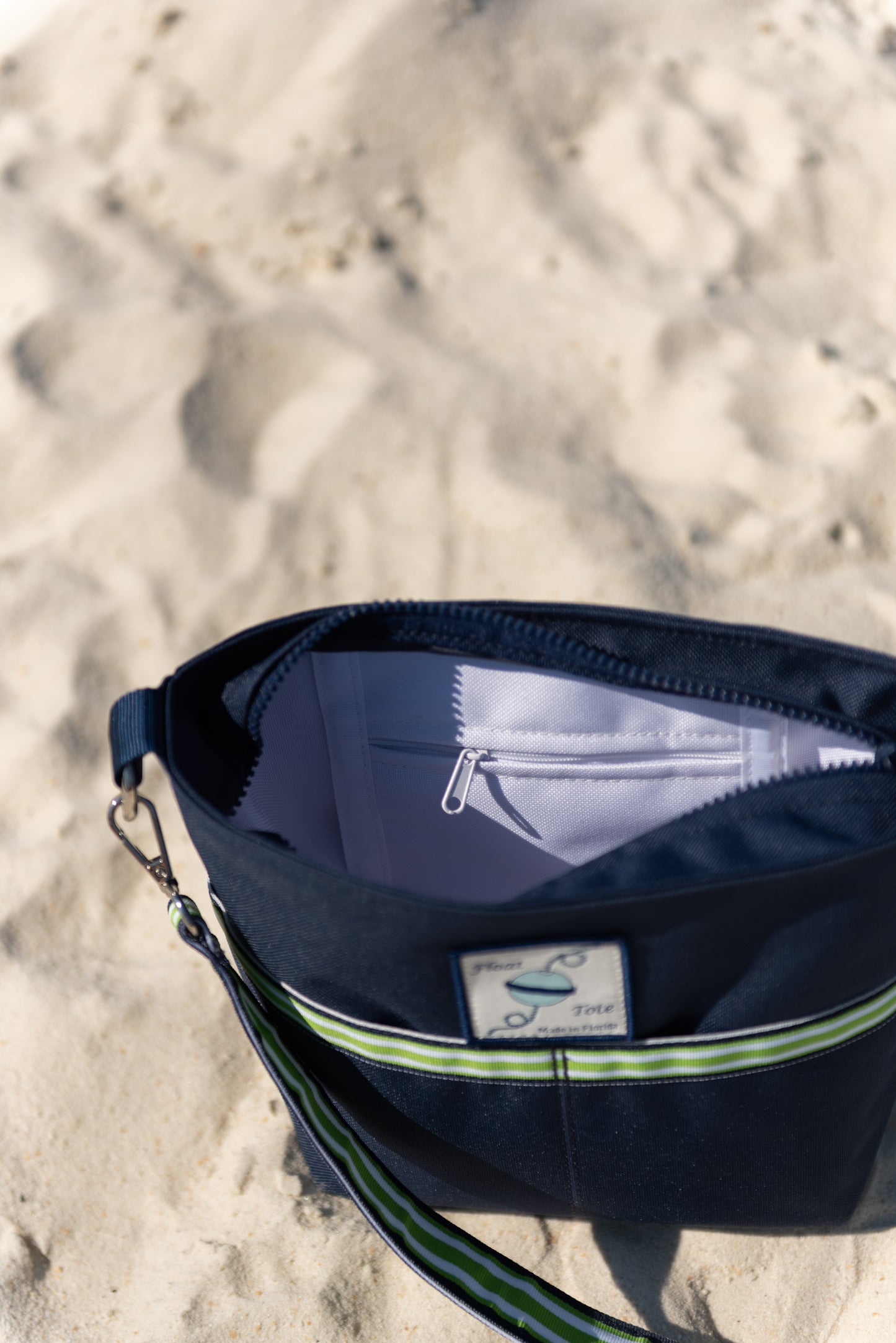 Dinghy Tote: Lime Green Stripe