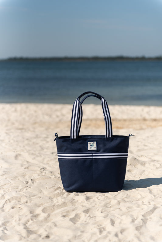 Cruiser Tote: Navy Wide Stripe