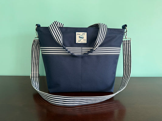 Cruiser Tote: Navy Narrow Stripe