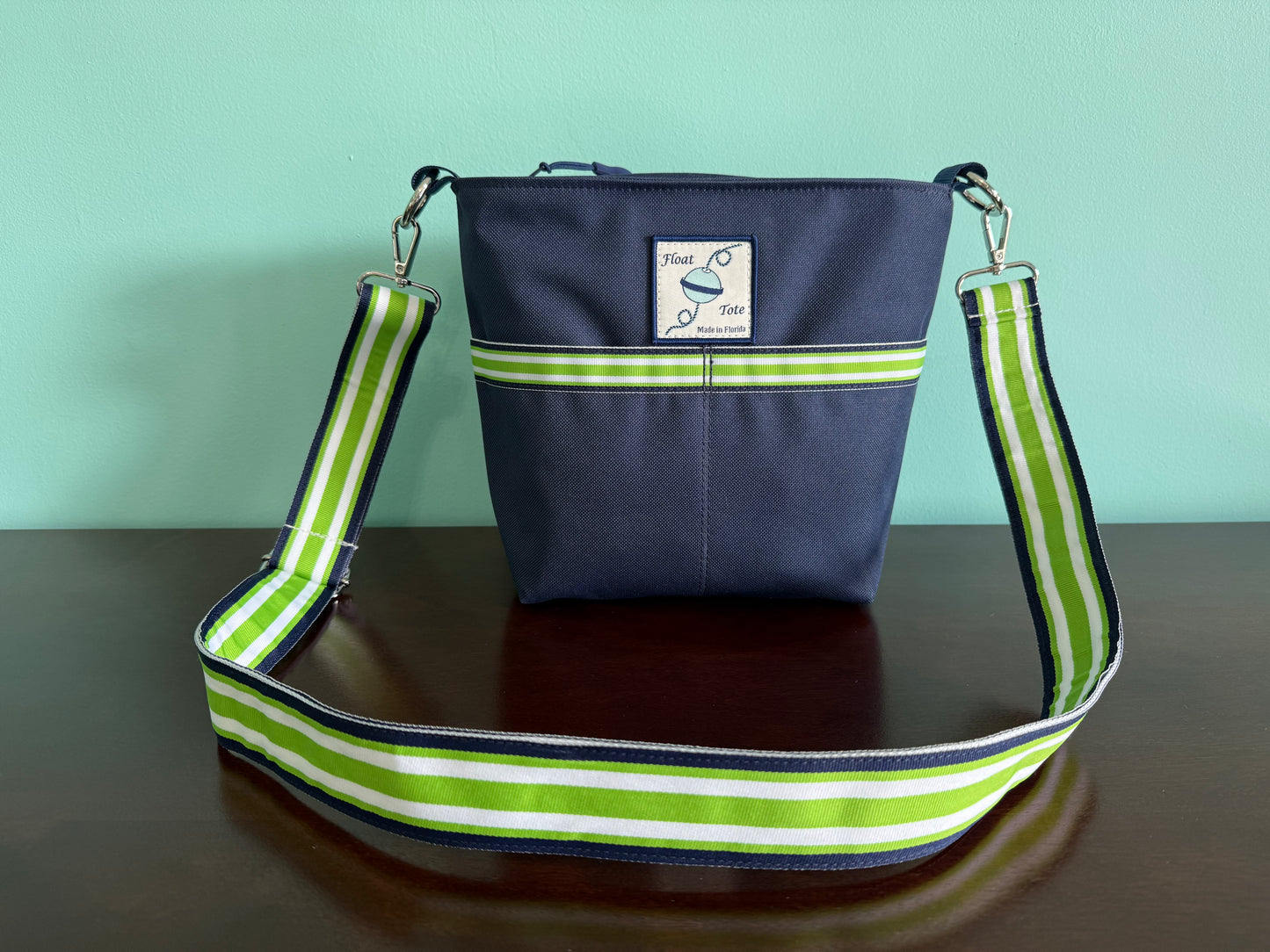 Dinghy Tote: Lime Green Stripe