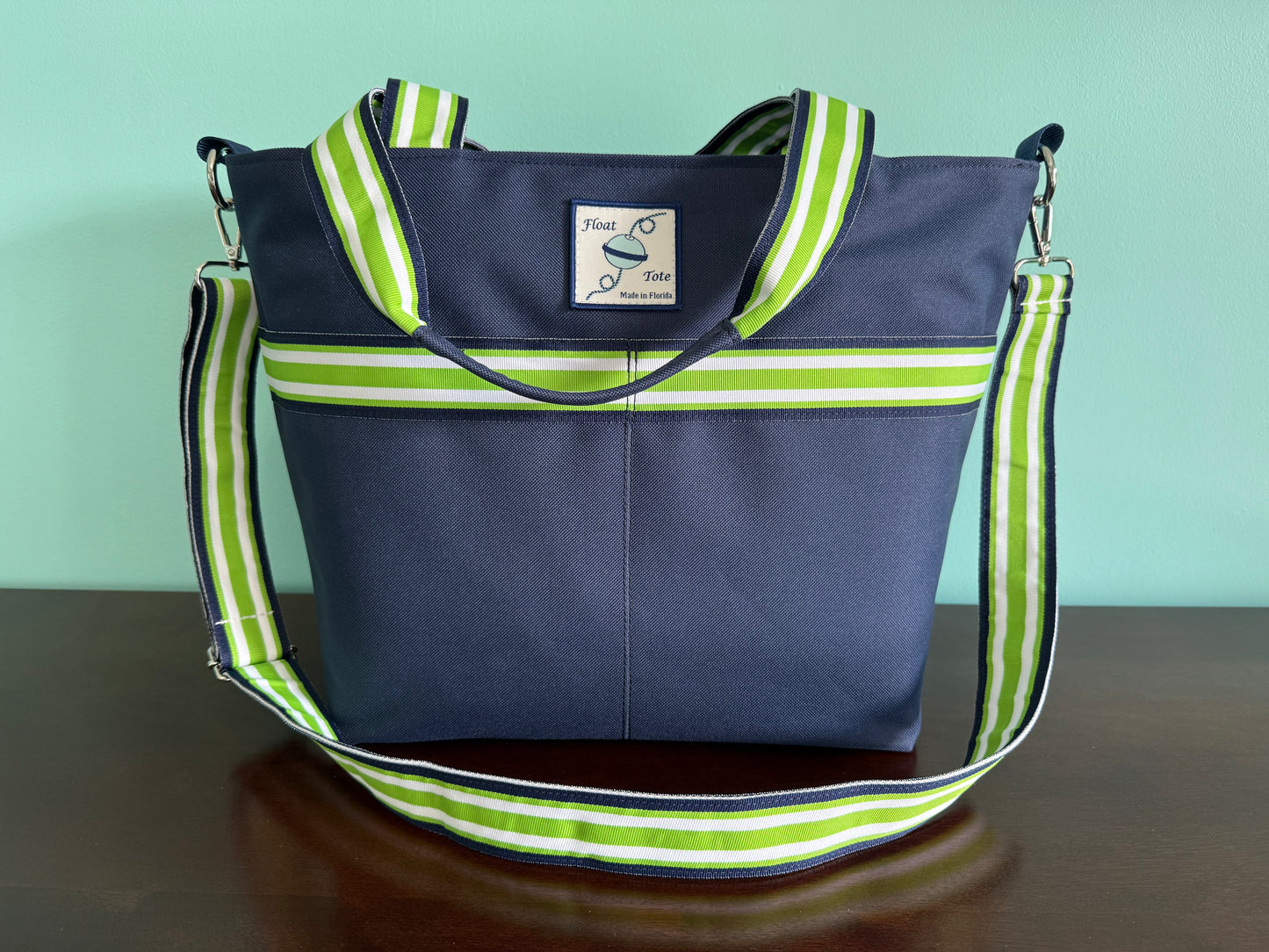 Cruiser Tote: Lime Green Stripe