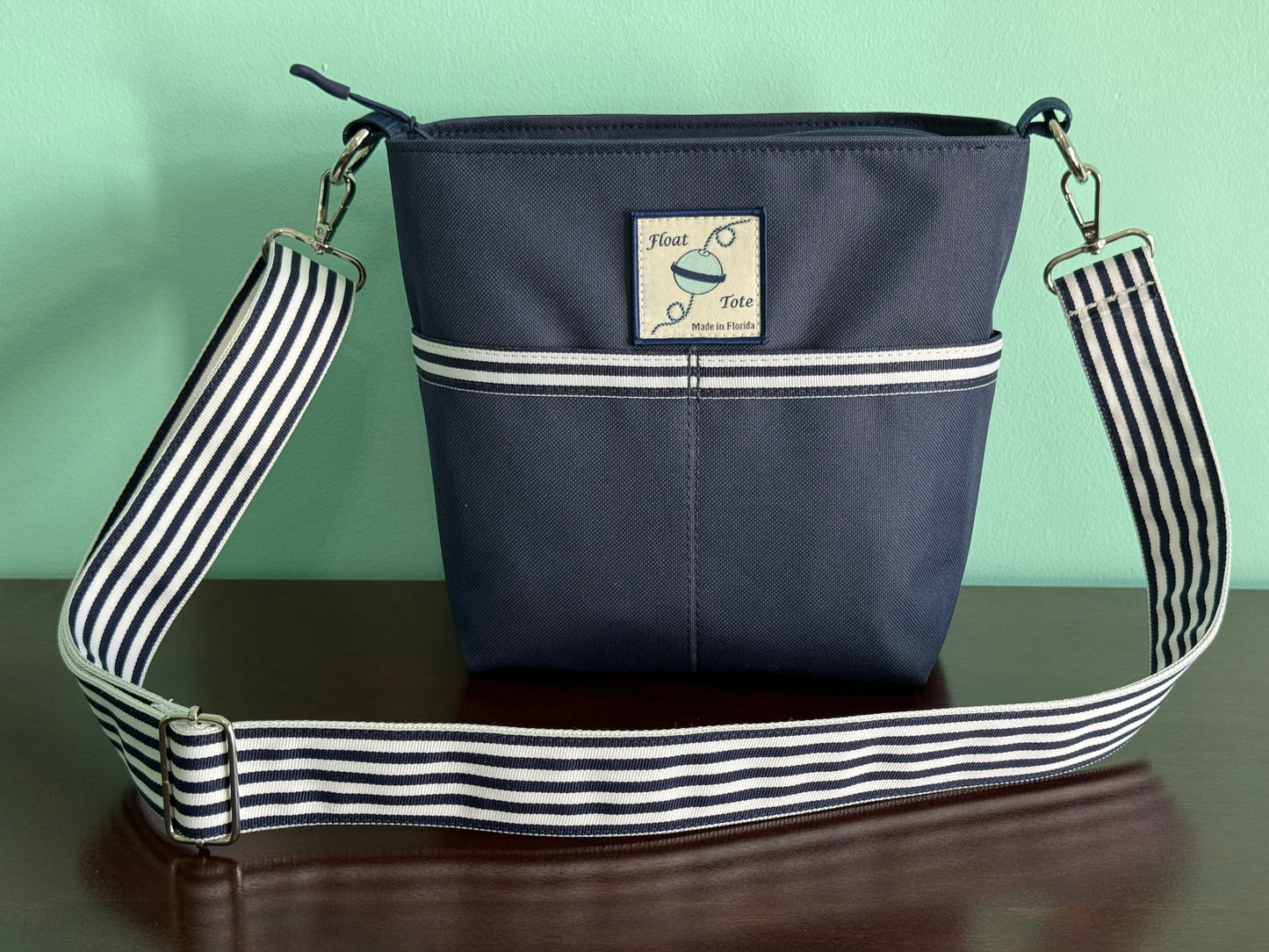 Dinghy Tote: Navy Narrow Stripe