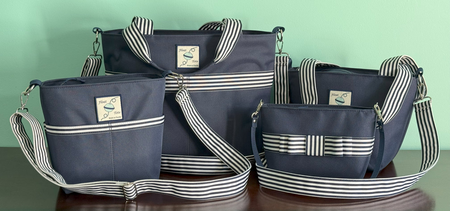 Dinghy Tote: Navy Narrow Stripe